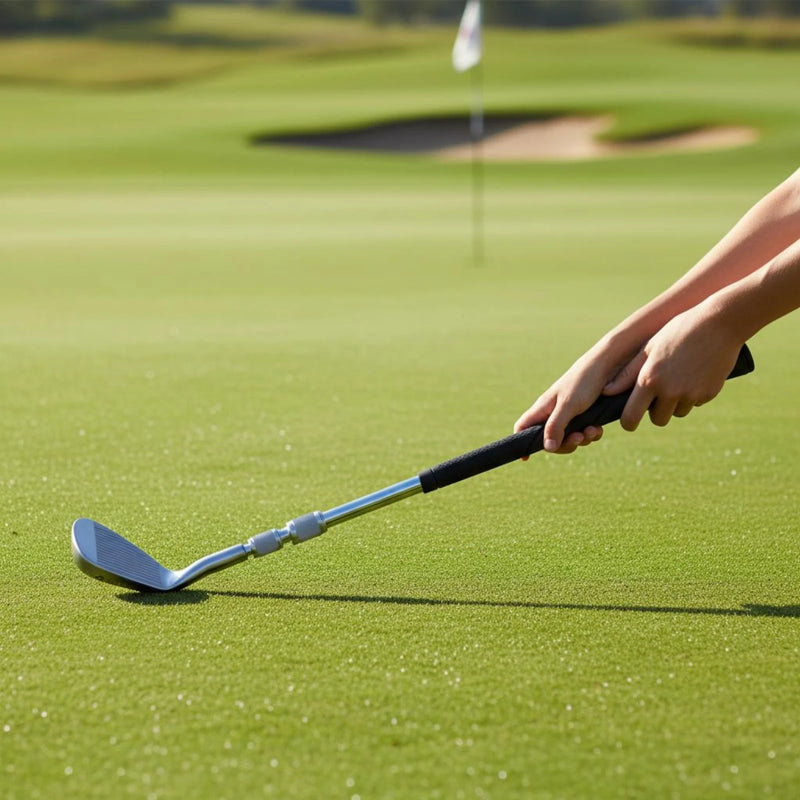Chipper golf télescopique – coup d'approche sur le green, mains sur le grip