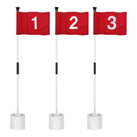 Drapeau putting green avec trou amovible – lot de 3 drapeaux rouges numérotés de 1 à 3