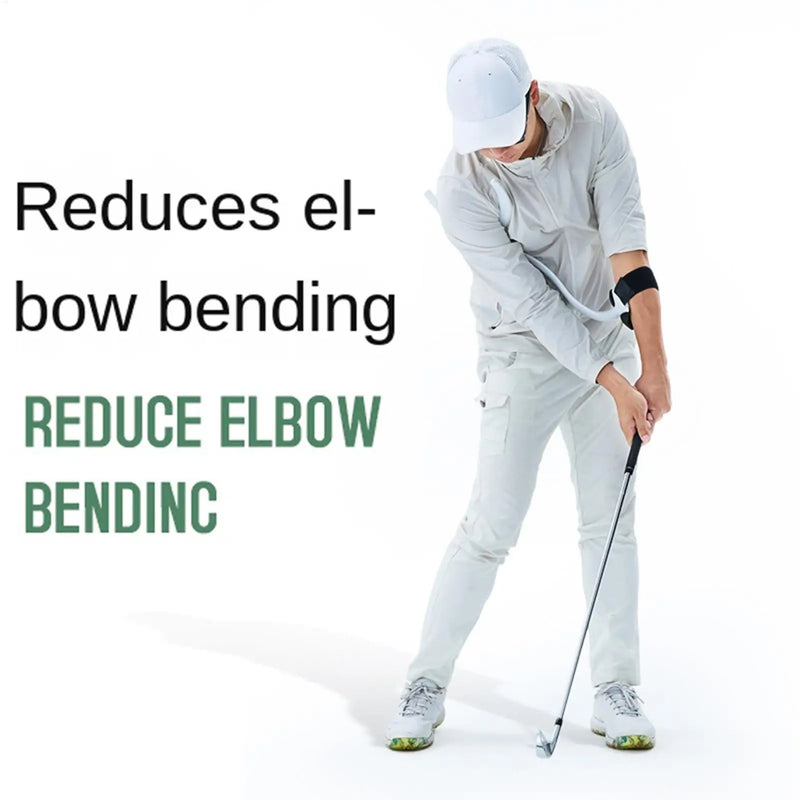 Entraîneur de swing golf – golfeur à l'adresse avec l'entraîneur au bras