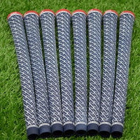 Grips de golf cordés – huit grips alignés sur l'herbe, embouts rouges