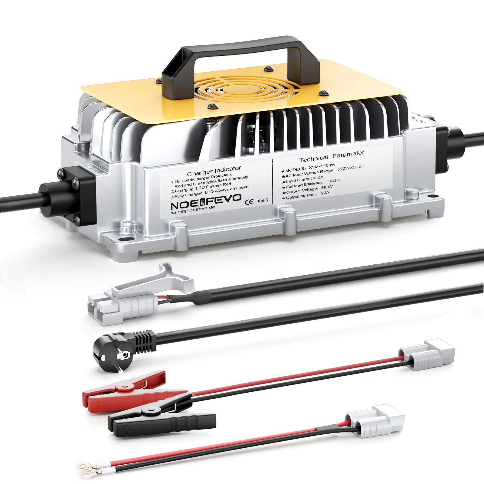Chargeur LiFePO4 58,4 V 20 A pour voiturette de golf, prise européenne