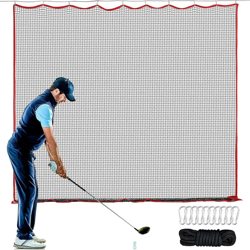Filet pare-balles golf – golfeur en position de frappe devant le filet
