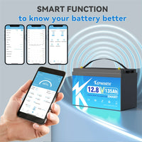Batterie lithium LiFePO4 12 V à 48 V – application Bluetooth sur téléphone et batterie 12 V 135 Ah