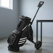 Chariot de golf manuel compact 2 roues aluminium noir, poche latérale