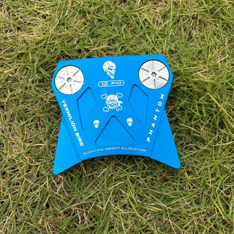 Putter maillet en aluminium – tête bleue vue de dessus