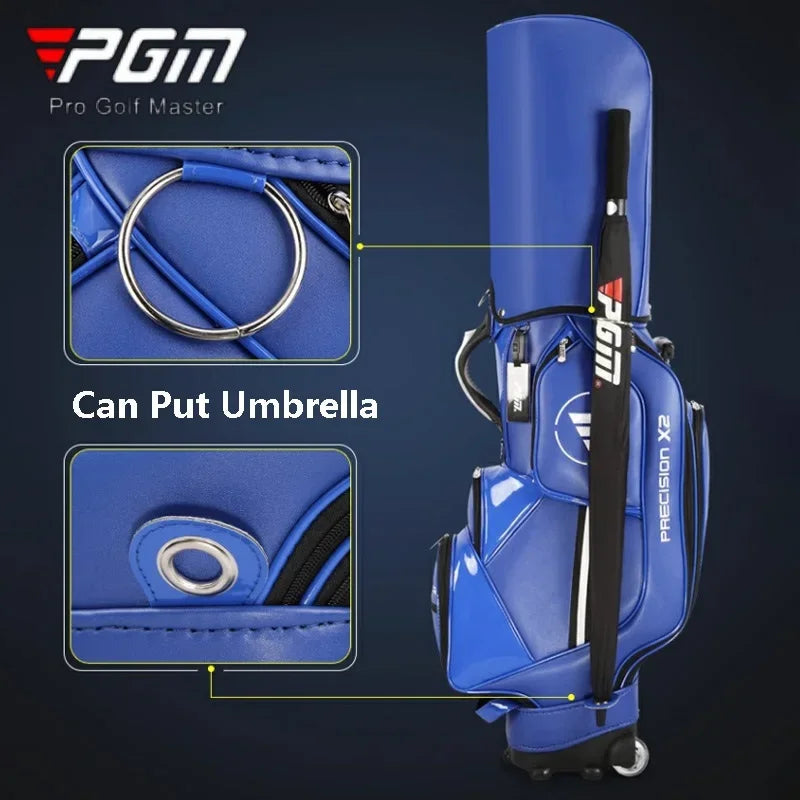 Sac de golf tour à roulettes – anneau pour parapluie et œillet d'aération du sac bleu