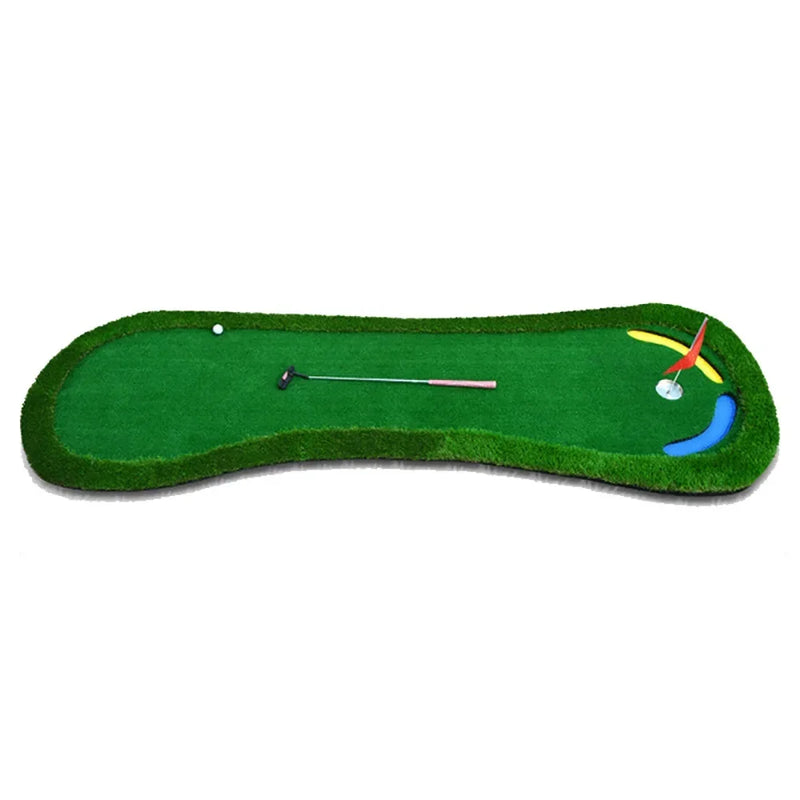Putting green d'entraînement – tapis vu de dessus avec putter et balle