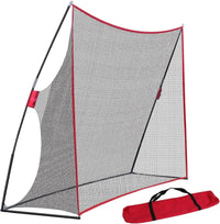 Filet de golf sur cadre noir et rouge avec son sac
