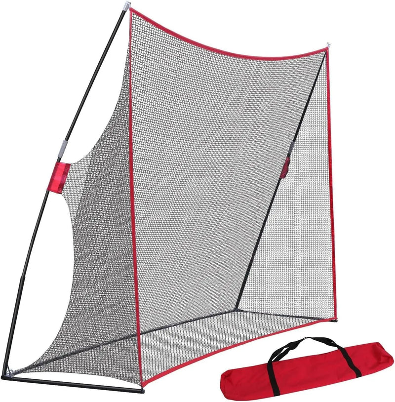 Filet de golf sur cadre noir et rouge avec son sac