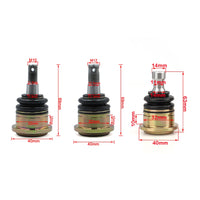 Rotule de suspension – schéma des cotes des modèles M10, M12 et 14 mm