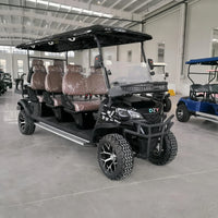 Voiturette de golf électrique de luxe – version noire longue à sièges bruns en atelier