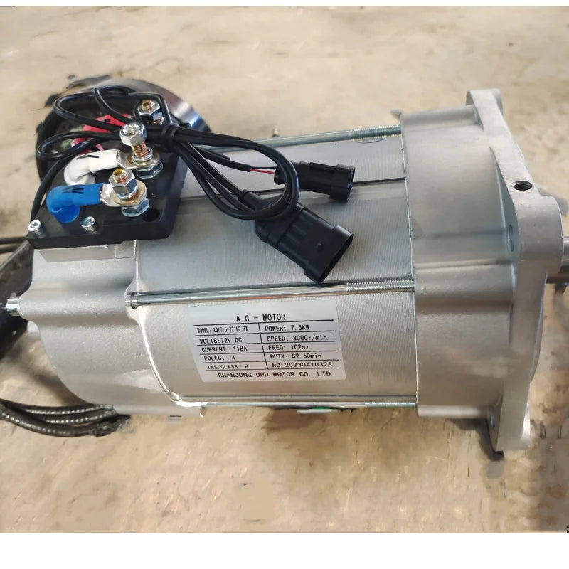 Moteur électrique AC seul – vue de la plaque et des connecteurs