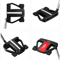 Putter maillet à ligne d'alignement étendue – quatre vues de la tête noire