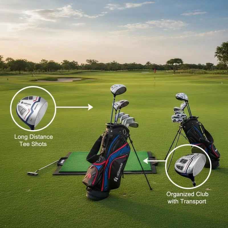 Set de golf complet 11 clubs – driver pour les départs longue distance et rangement du sac