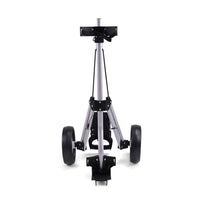 Chariot de golf manuel pliable à 3 roues – vue de face avec les trois roues