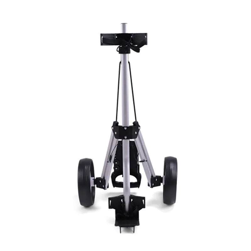 Chariot de golf manuel pliable à 3 roues – vue de face avec les trois roues