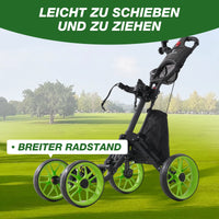 Chariot de golf pliable 4 roues cadre aluminium avec frein à pied