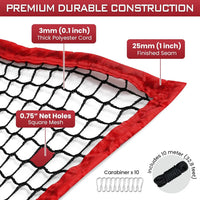 Filet pare-balles golf – détail du cordage de 3 mm, du bord cousu et des mousquetons