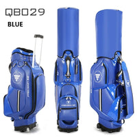 Sac de golf tour à roulettes – coloris bleu, vu de face, de dos et de profil
