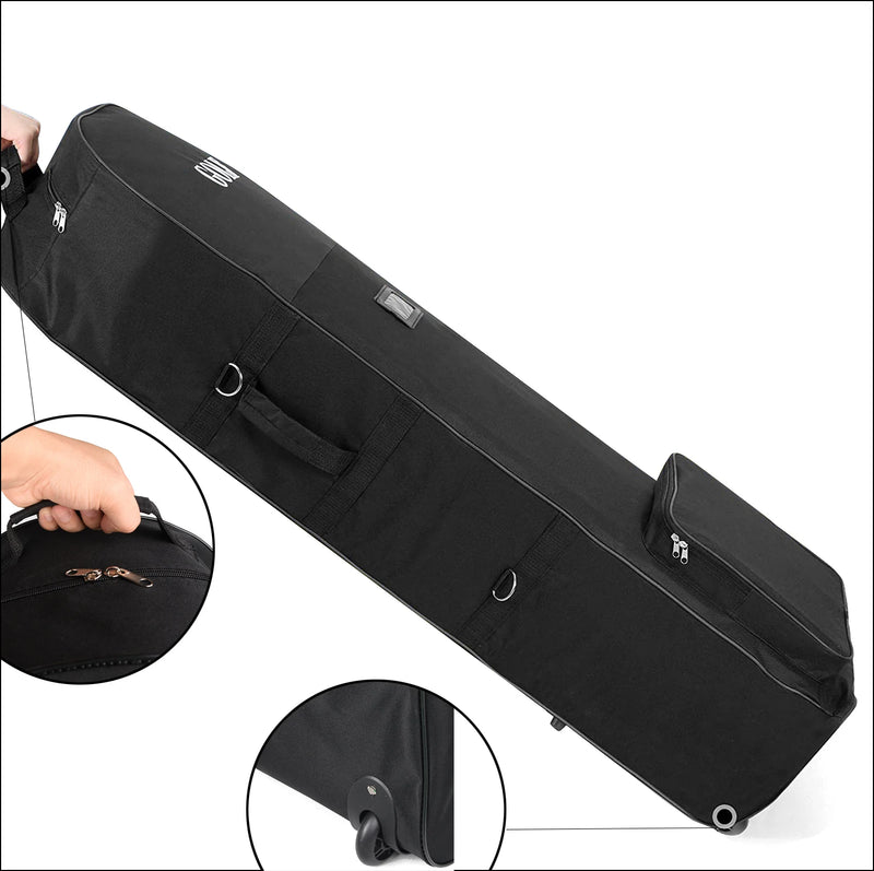Housse de voyage golf pliable – vue en diagonale avec poignée et roulettes