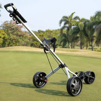 Chariot de golf manuel pliable en aluminium – version 4 roues sur le parcours
