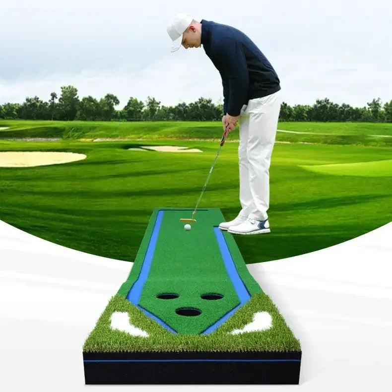 Tapis de putting 3 m à trois trous – golfeur au putting sur le tapis