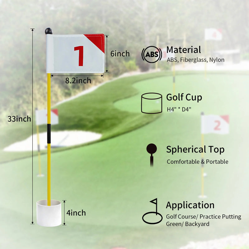 Drapeaux de putting green numérotés – dimensions et matières d'un ensemble