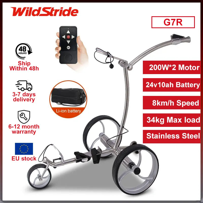 Chariot golf électrique télécommandé à double moteur 200 W et frein électrique