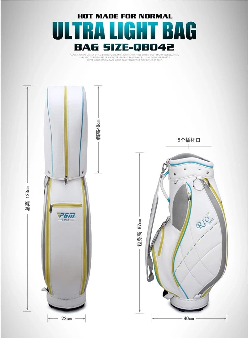 Sac de golf chariot – modèle blanc ultra léger avec schéma des dimensions