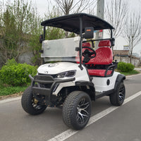 Voiturette de golf électrique de luxe – version blanche à sièges rouges