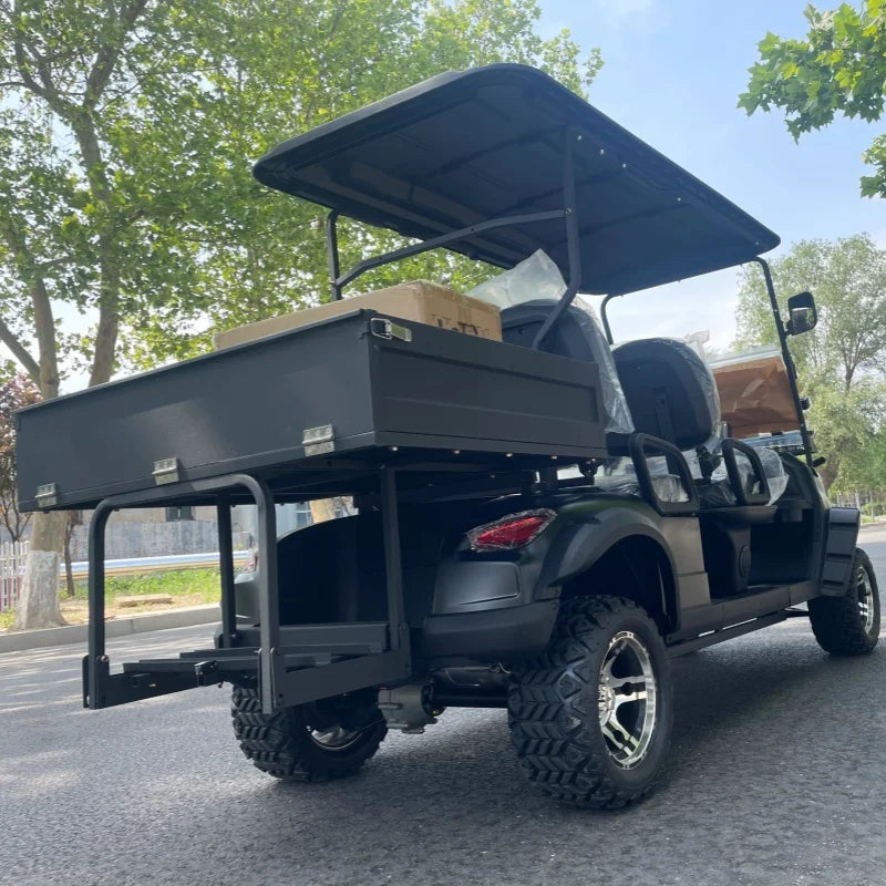 Voiturette de golf électrique 2, 4 ou 6 places – vue arrière avec coffre de chargement