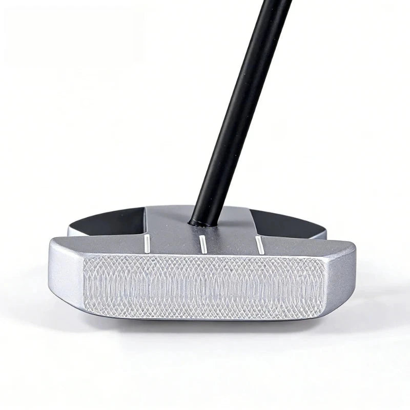 Putter maillet torsion nulle – face texturée de la tête argent vue de face