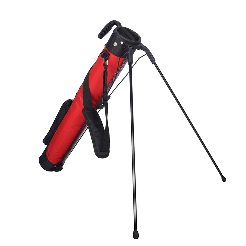 Sac de golf pencil avec trépied – version rouge posée sur ses pieds