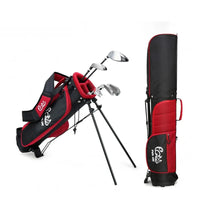 Set de golf enfant – sac trépied noir et rouge avec sa housse