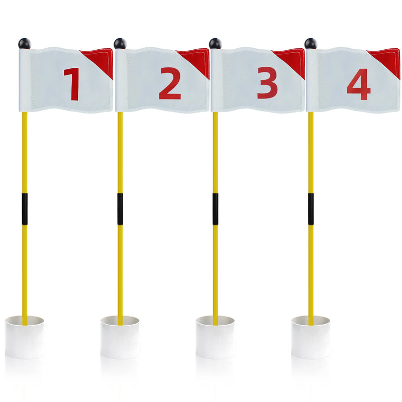 Drapeaux de putting green numérotés – les quatre drapeaux numérotés de 1 à 4 côte à côte