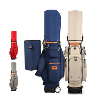 Sac de golf de voyage à roulettes – sacs rouge, beige, gris et bleu marine côte à côte