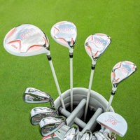Set de golf complet femme et junior – bois, fers et putter dans le sac blanc