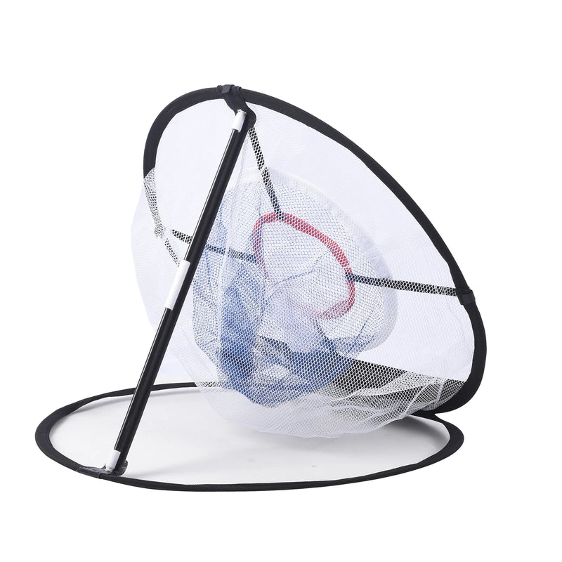 Filet de golf pliable avec cible de chipping – vue d'angle de la structure et du filet
