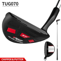 Chipper golf noir – club entier et gros plan de la tête