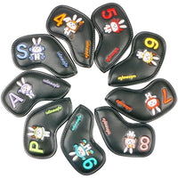 Couvre fer golf lapin – set noir de 9 housses