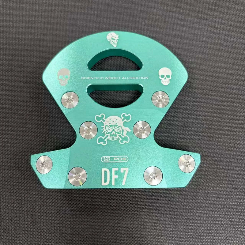 Putter maillet aluminium CNC – tête seule bleu turquoise vue de dessus