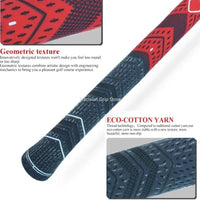 Grips de golf – gros plan sur la texture géométrique et le fil de coton