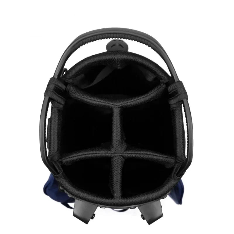 Sac de golf trépied léger – vue du dessus des compartiments à clubs