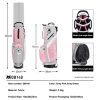 Sac de golf trépied femme ultraléger – cotes du sac : 126 cm de hauteur, 38 cm de largeur, 25 cm de profondeur, ouverture de 21 cm sur 26 cm