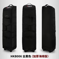 Housse de voyage golf pliable – version rembourrée noire, vue de face, de profil et de dos