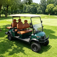 Voiture de golf électrique 4 places – version vert foncé à sièges marron