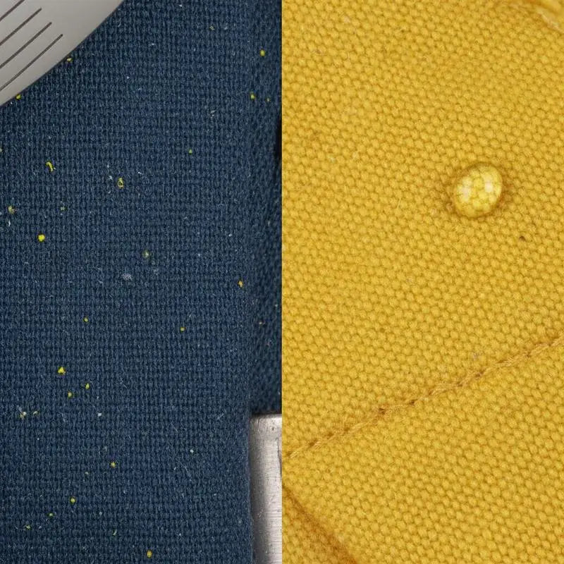 Set de golf complet droitier – détail des tissus bleu marine et jaune du sac