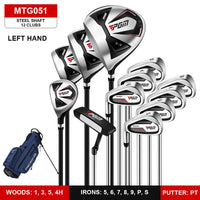 Set de golf complet homme – 12 clubs gaucher à shaft acier avec sac