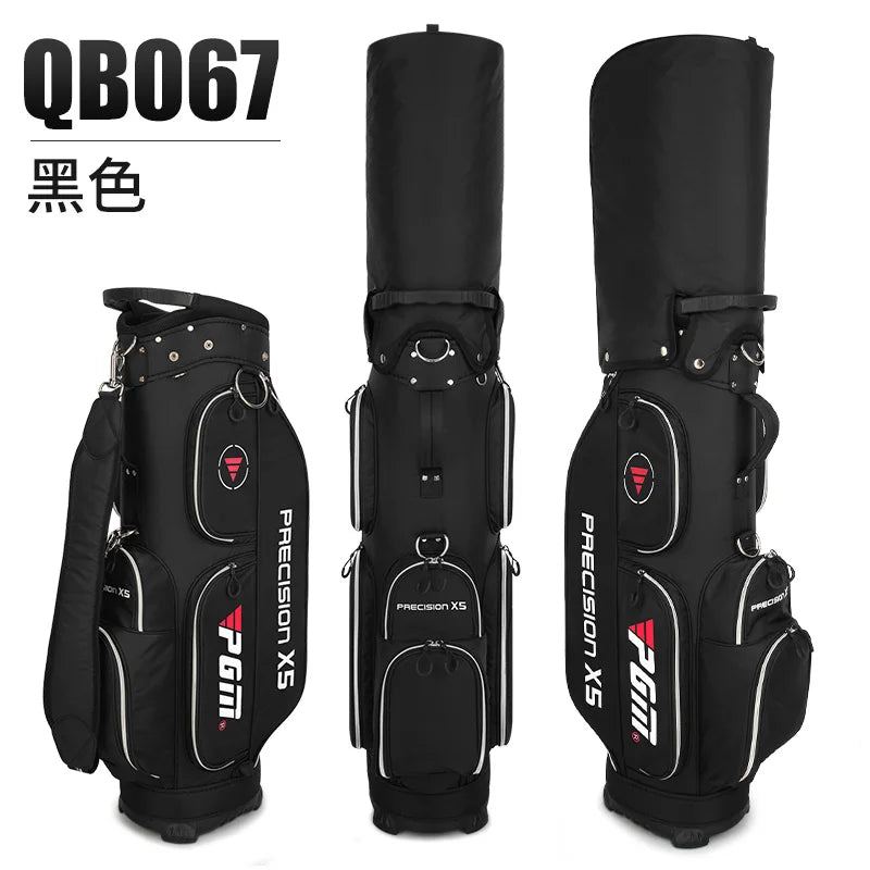 Sac de golf chariot – modèle noir multi-poches, vues de face, de dos et de côté