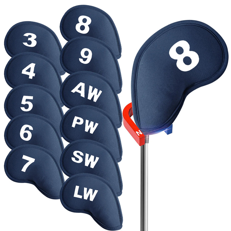 Couvre fer golf néoprène magnétique – set bleu marine de 11 housses